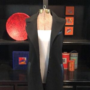 Gorgeous Long Ann Taylor Button Front Leather Trim Vest